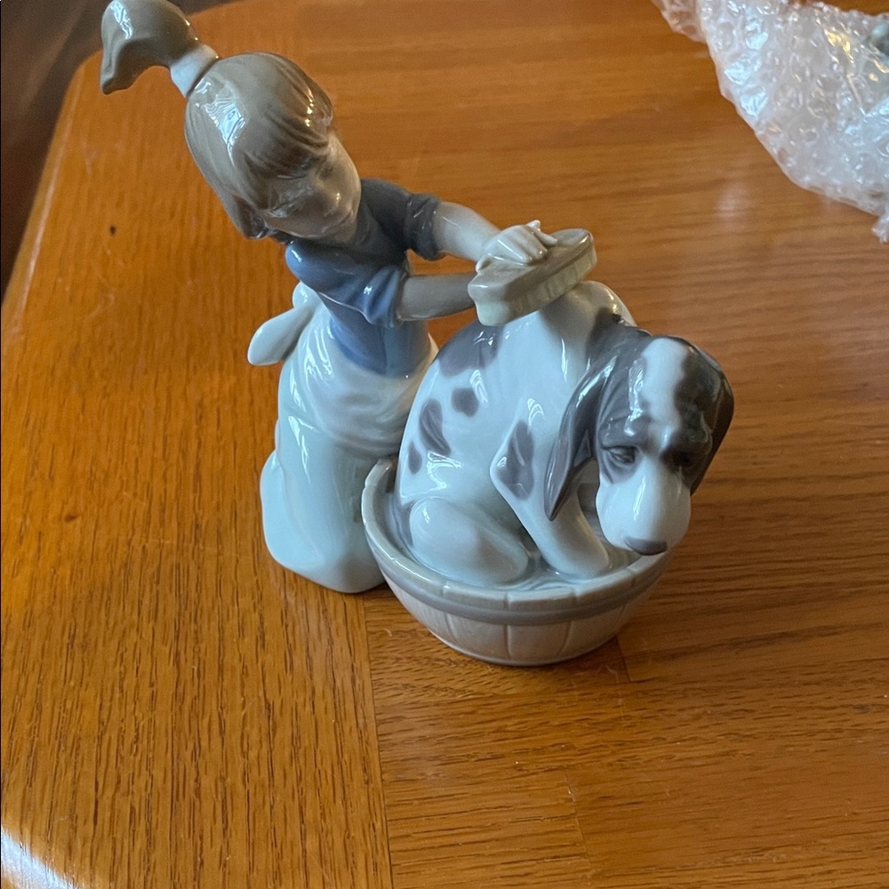 Lladro Porcelain Figurine with Blue Accents